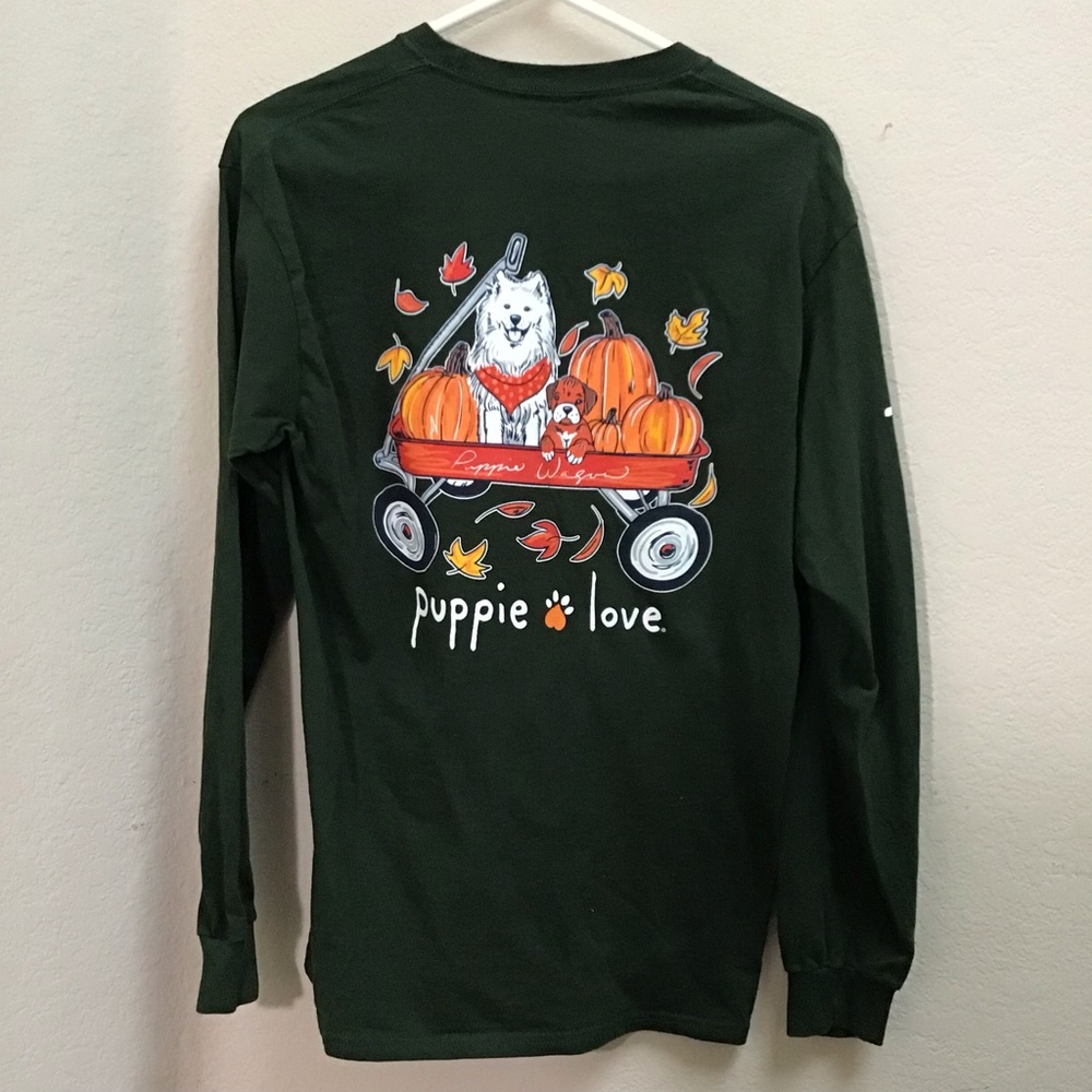 Puppie Love Forest Green Fall 🍂🍁 Long Sleeve Shirt